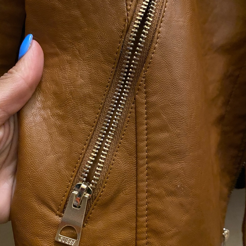 GUESS - brown leather jacket - Picture 6 of 8